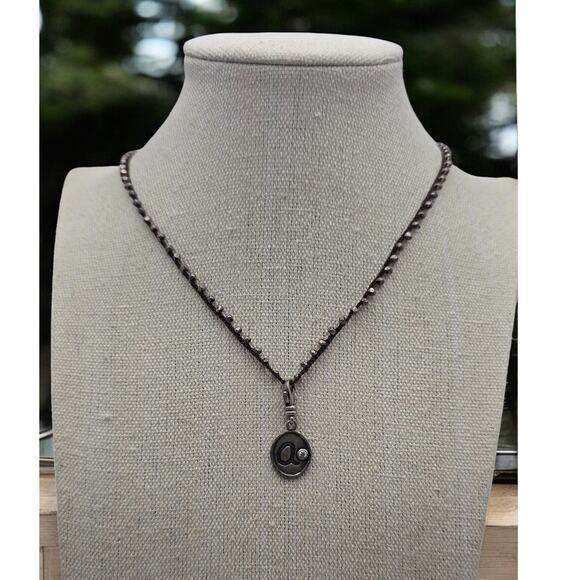 Silpada Silver Beaded Vintage Necklace and Charm CZ 925 Pendant Signed - Picture 5 of 6